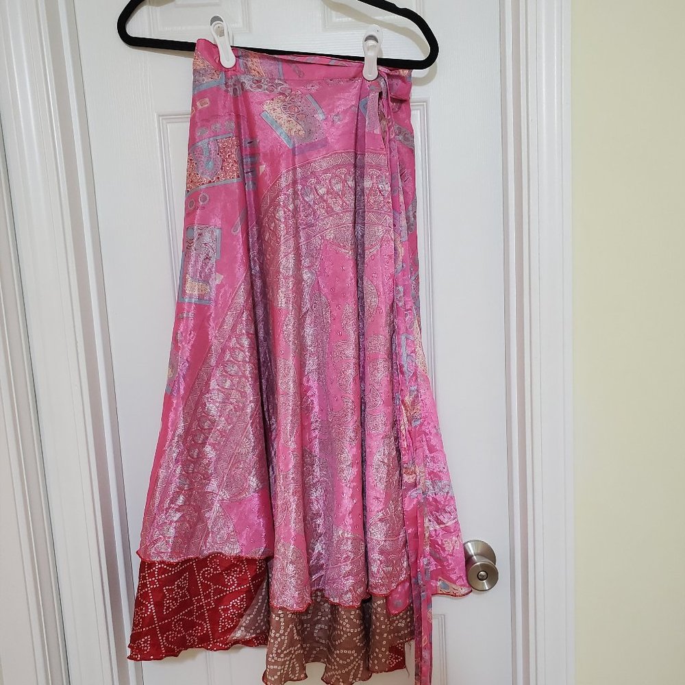 Double layered Sari Wrap Skirt or Dress | Darn Good Yarn, Size Large